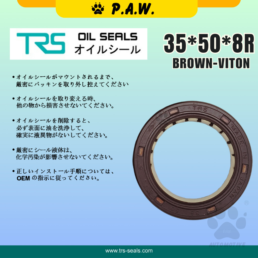 35*50*8R TRS Crank Shaft Oil Seal - Proton Saga 12V, Wira (Viton) (MD372536) | HTCR